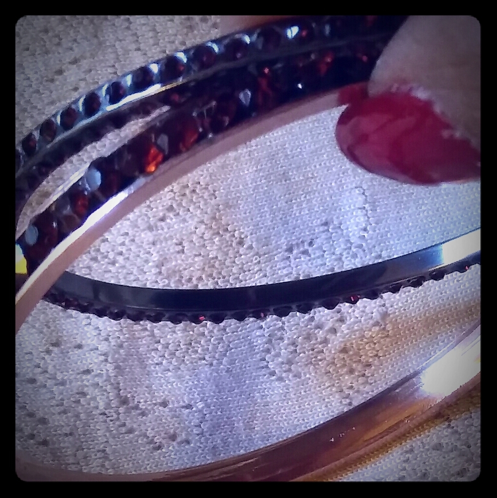 Vintage Deep "Ruby" Crystals Bangle Bracelets - image 6